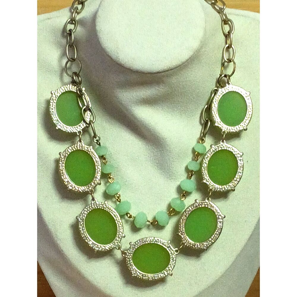 Vintage Premier Designs Green Faceted Necklace with Detachable Matching Bracelet - Picture 7 of 9